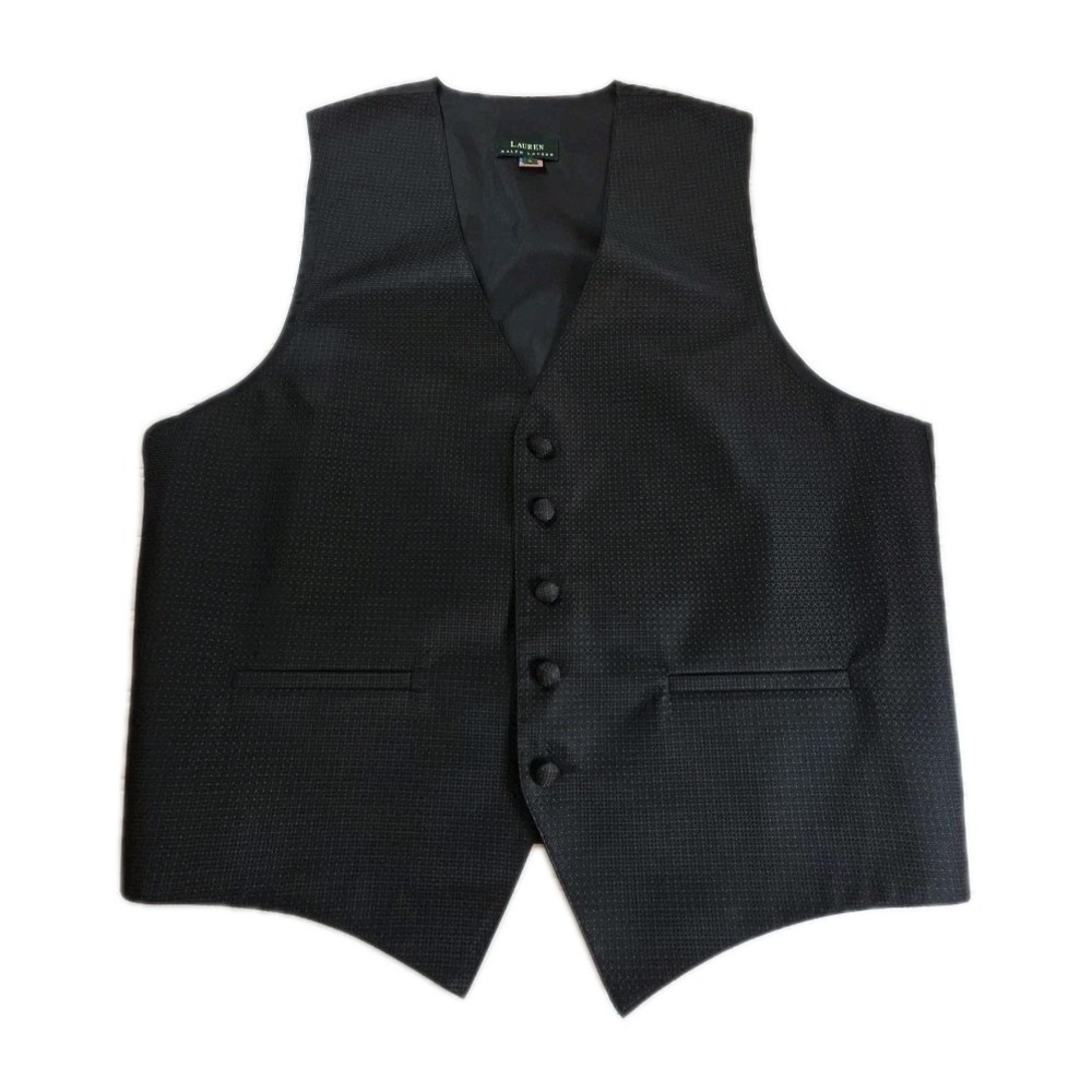 Vtg LAUREN‎ RALPH LAUREN MEN'S LARGE FORMAL DRESS VEST POLYESTER USA GEOMETRIC